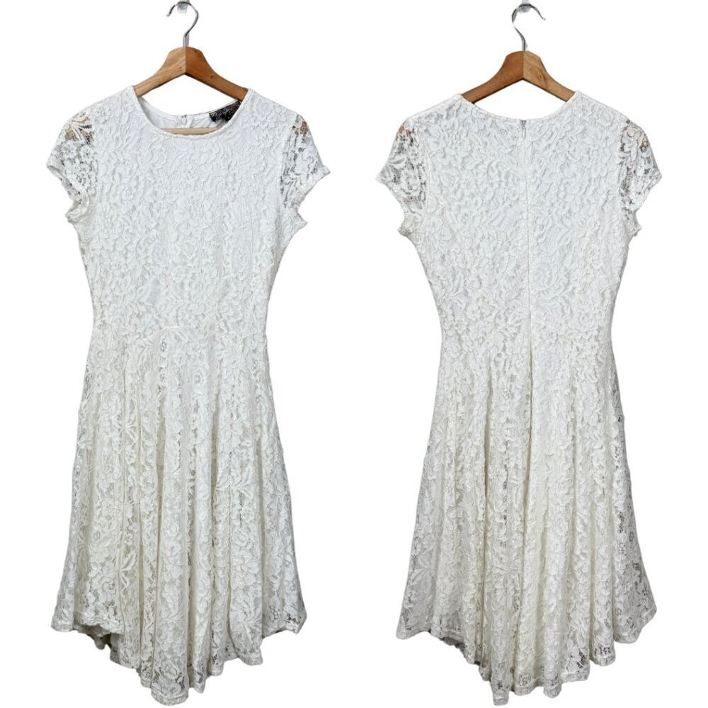 J. Gee Drop Waist Lace Mini Dress Womens Small White Bridal Bride to Be Cocktail